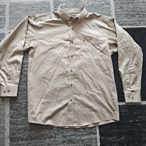 Ariat Men's Solid Twill Classic Fit Button Up Long Sleeve Shirt Size-L Khaki
